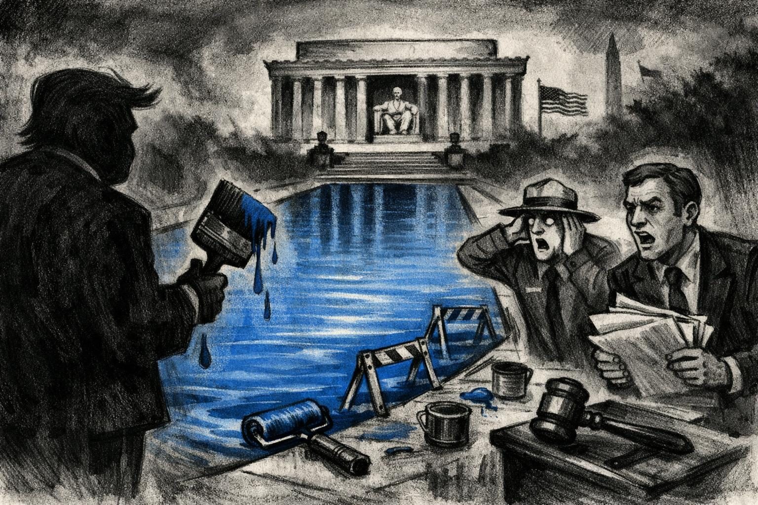 Trump’s blue Reflecting Pool repaint draws Interior Department lawsuit reader image