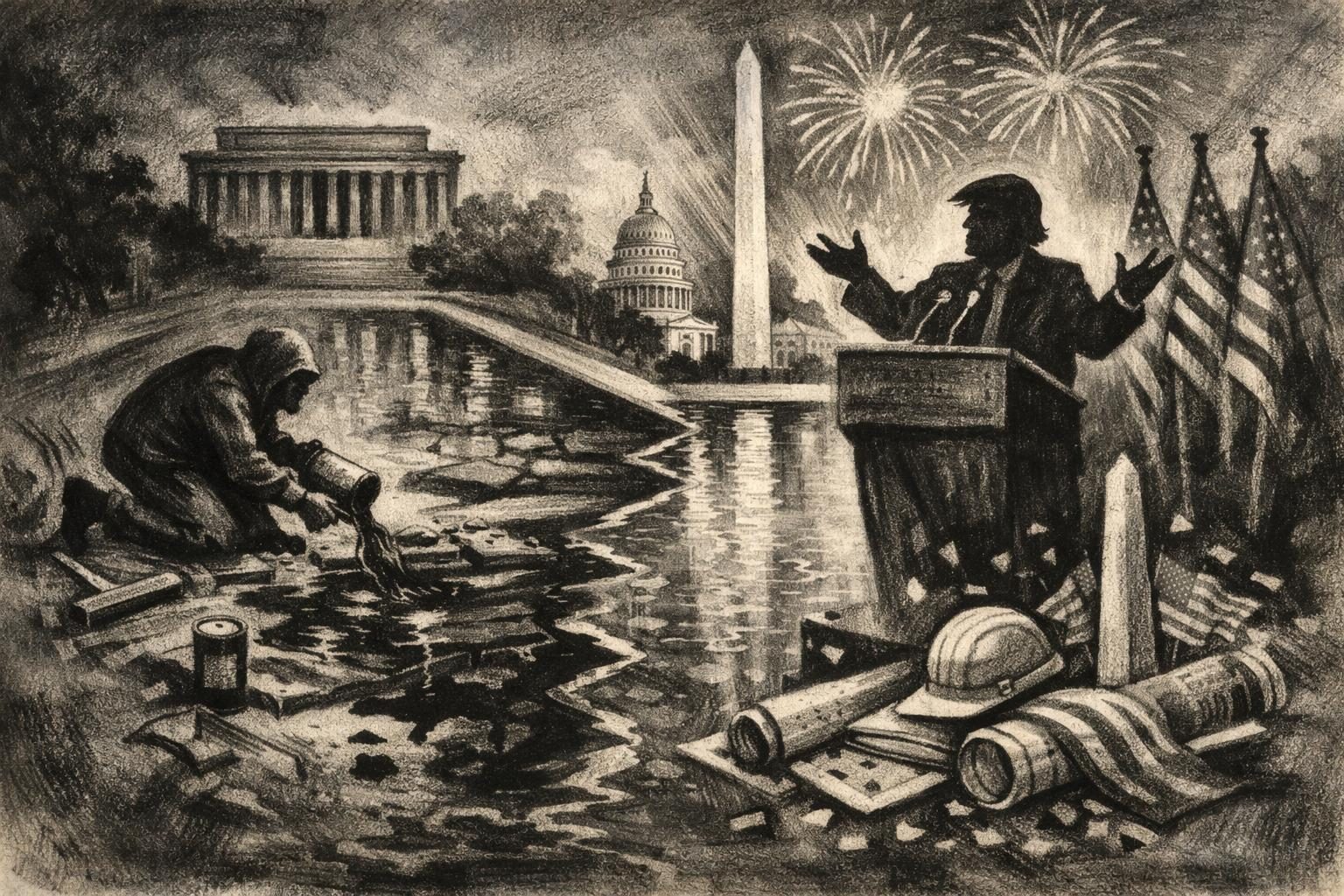 Reflecting Pool vandalism case lands beside Trump’s America 250 renovation push reader image