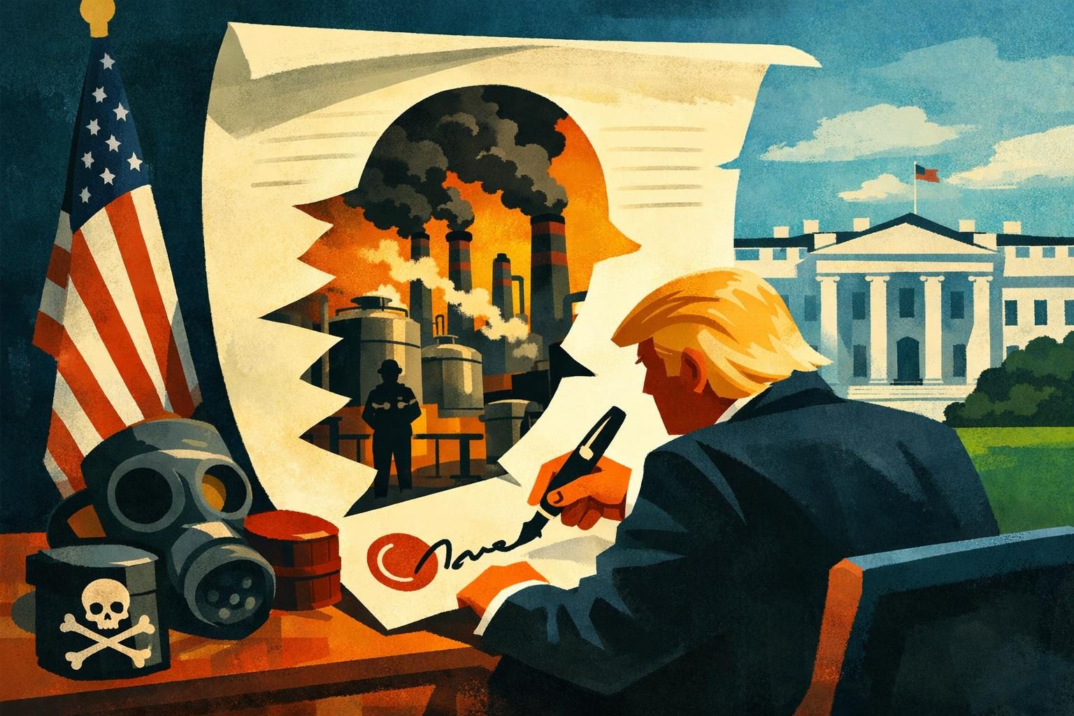 Trump signs a limited pollution exemption for certain chemical plants and calls it security reader image