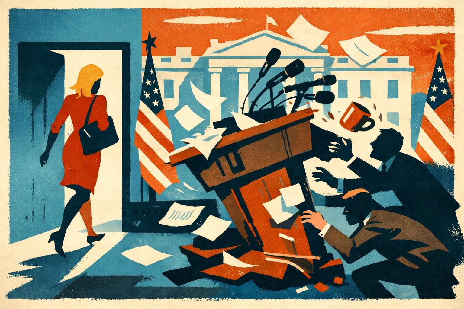 Leavitt’s Exit Leaves the White House Podium Scrambling