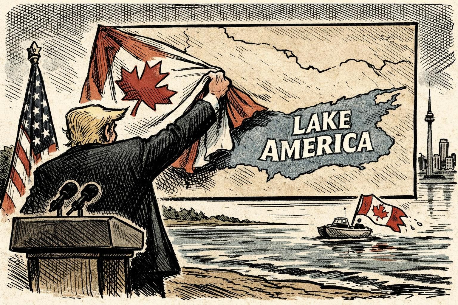The White House renames Lake Ontario as Lake America, because apparently that was on the agenda